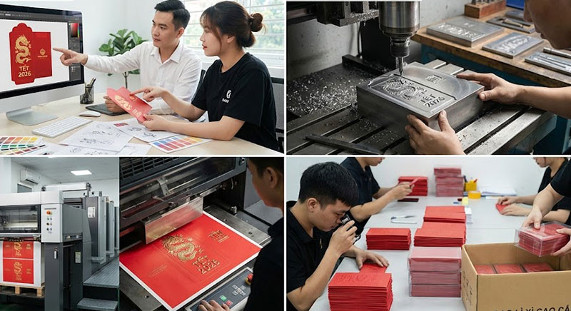 Quy trình in bao lì xì dập nổi - in ấn dp