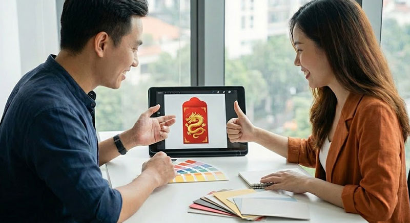 thiết kế bao lì xì theo yêu cầu của khách hàng - in ấn dp