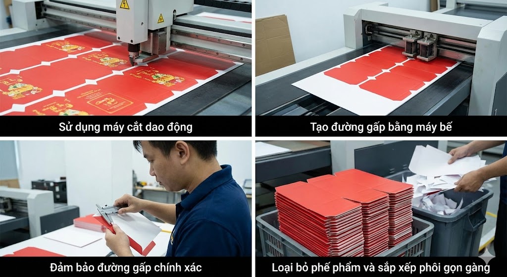 Cắt và tạo nếp gấp bao lì xì - in ấn dp