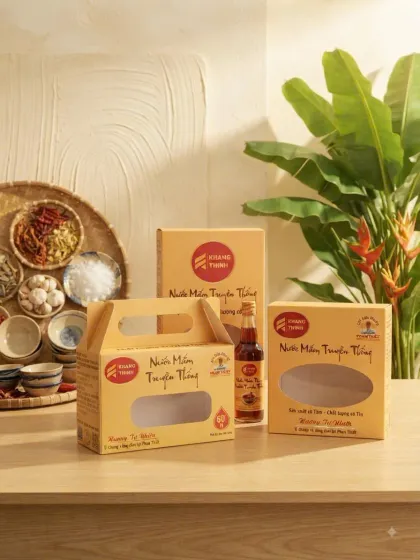 Bộ hộp giấy quai xách đựng nước mắm truyền thống — D&P in bao bì giấy Quận 6, TP.HCM