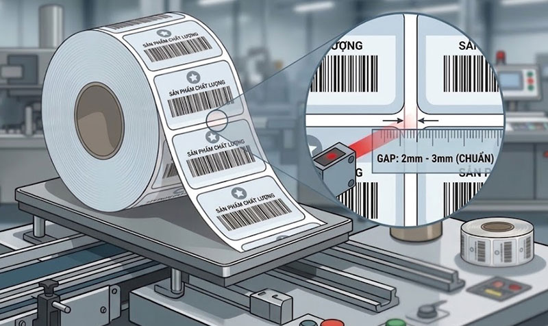 Khoảng cách decal trong cuộn