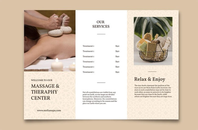 in menu spa gập ba