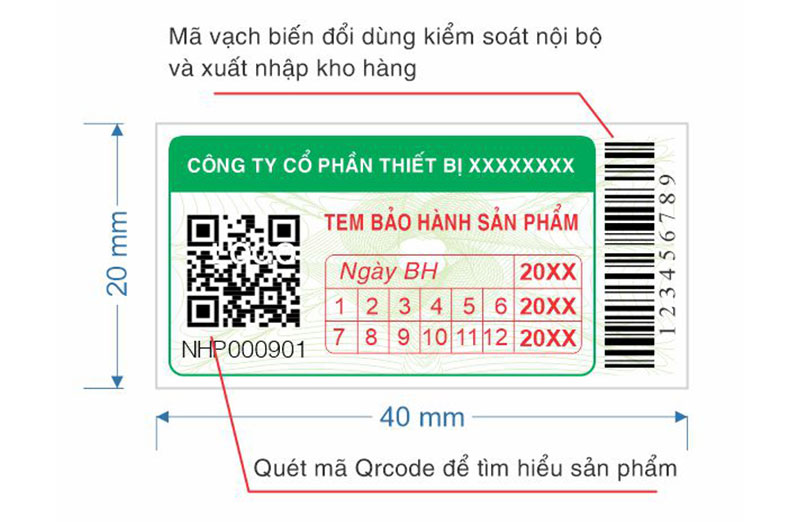 Tem bảo hành có mã qr